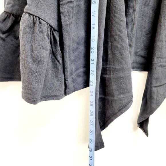 Colleen Lopez Navy Ruffle Sleeve Open-Front Black Cardigan Sweater Size M New - Picture 7 of 15